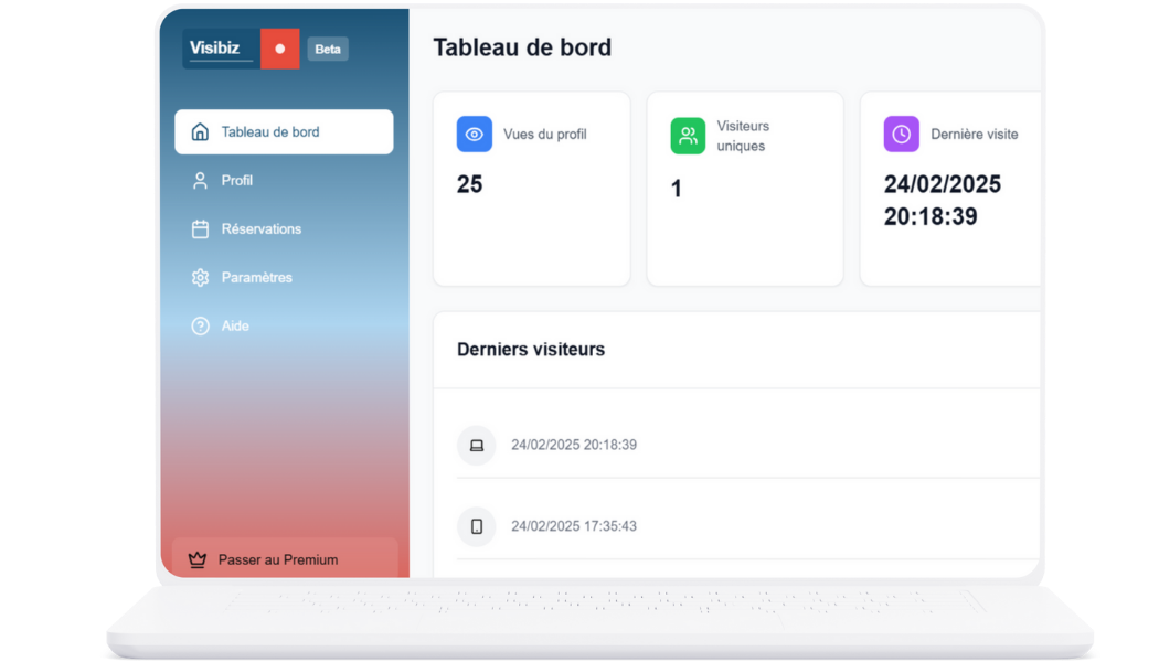 Interface de statistiques du profil
